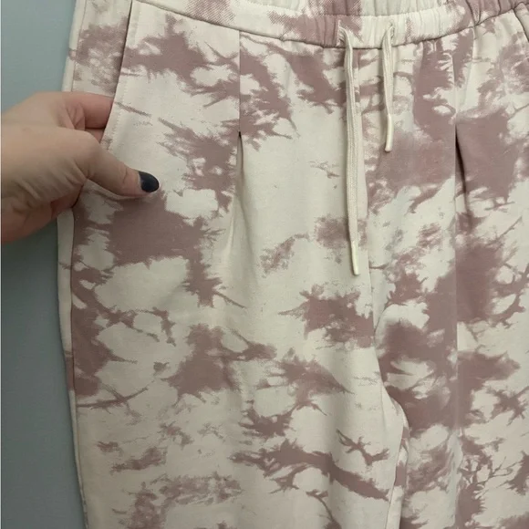 Varley Tie Dye Joggers High Rise Fleece Sweatpants Neutral Tan Size S